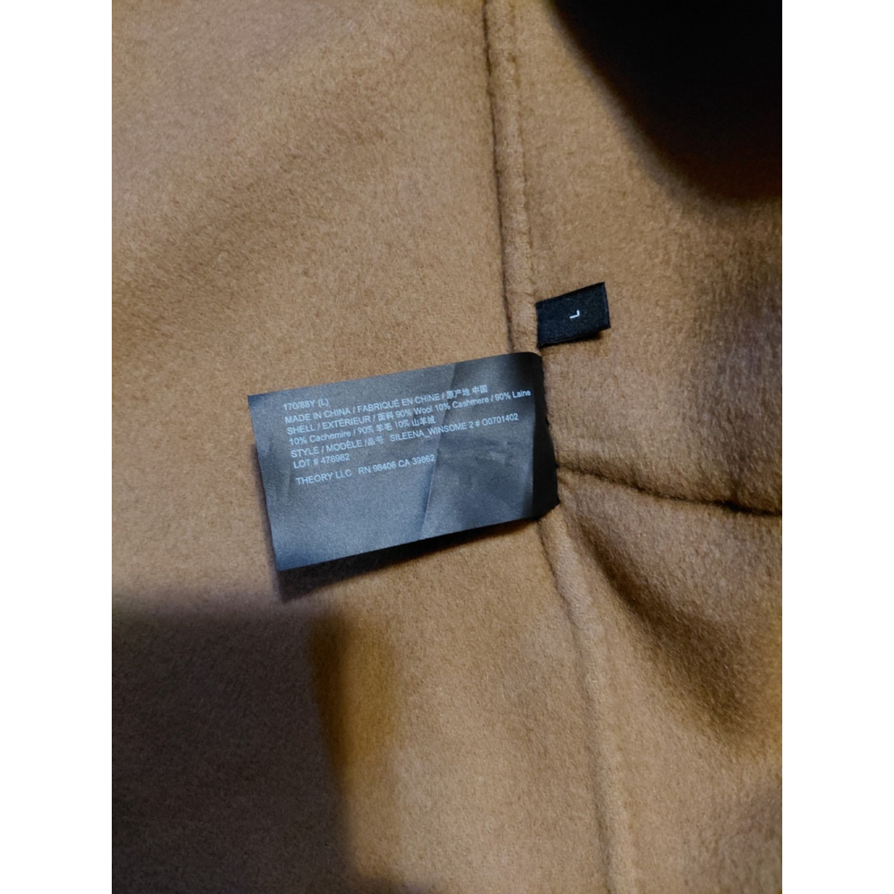 Theory Sileena Women Coat Tan Buckwheat Winsome 2 Wool Cashmere Jacket Large NWT - Picture 9 of 11